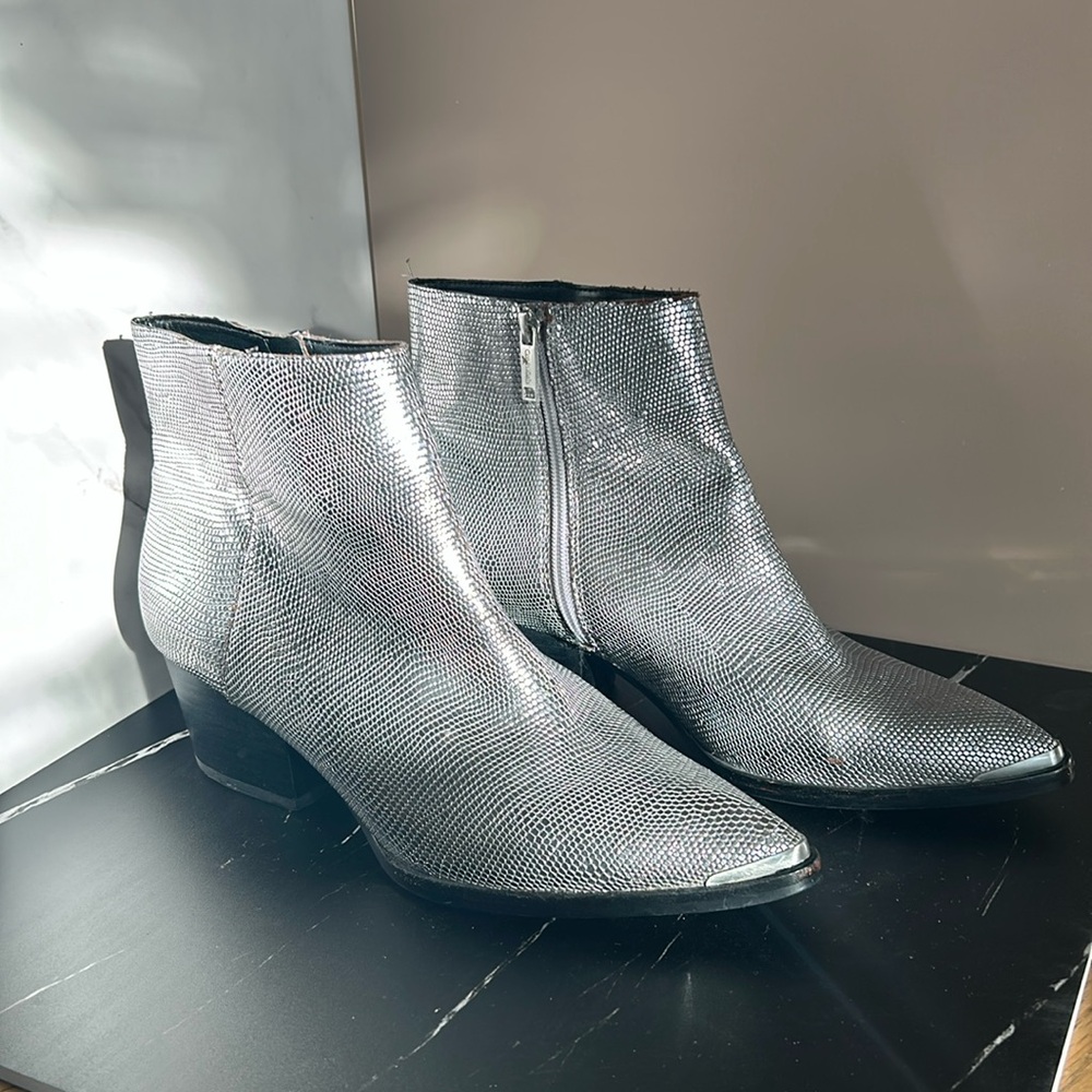 SIZE 10 / Shoes / Booties / Sliver & Black / Calvin Klein Jeans